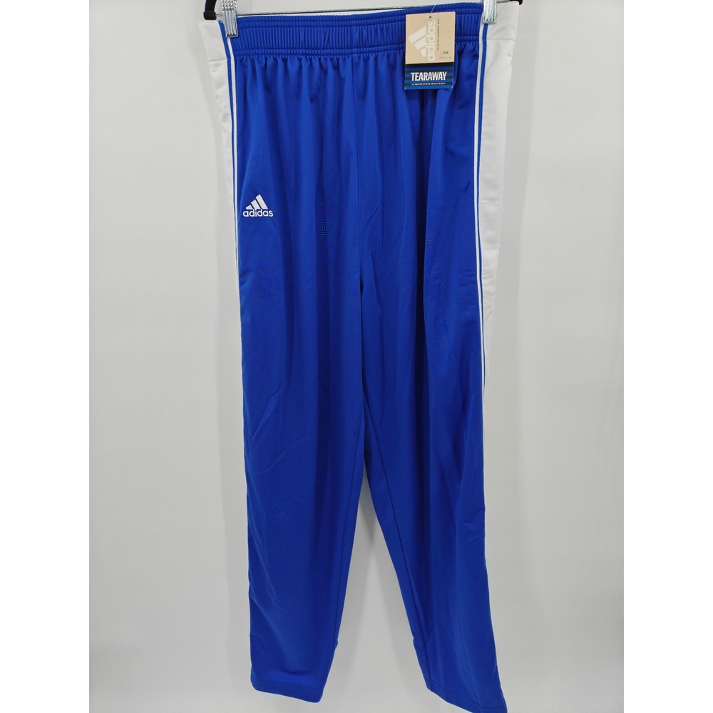 Adidas Team Basketball Tearaway Pants Cobalt Blue White Snap Buttons Mens L